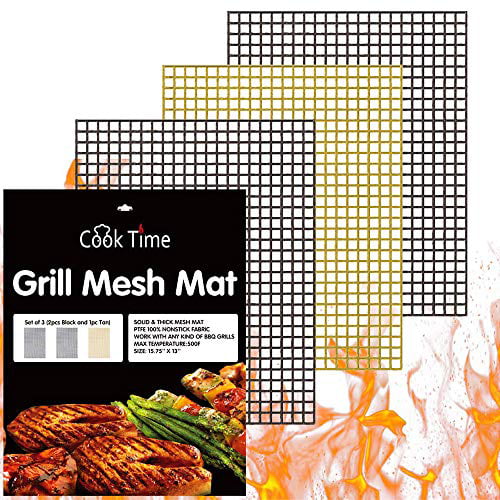 Non Stick Barbecue Grill Sheet Liners Teflon Grill Details about   BBQ Grill Mesh Mat Set of 3 