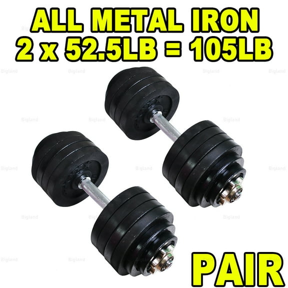 Full Metal Iron Adjustable Dumbbell Set 105 lbs Weight Pair Black