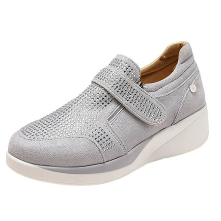 QYZEU Shoes for Women Sneakers Casual Shoes for Women Leopard Large Size Round Toe Rhinestone Women s Comfortable Single Shoes Sneakers Dress Sandals Women Grey 41