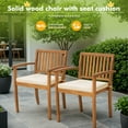 thumbnail image 4 of Devoko 5 PCS Acacia Wood Patio Furniture Set Square table and Chairs with Cushions for 4 People,Burlywood, 4 of 7