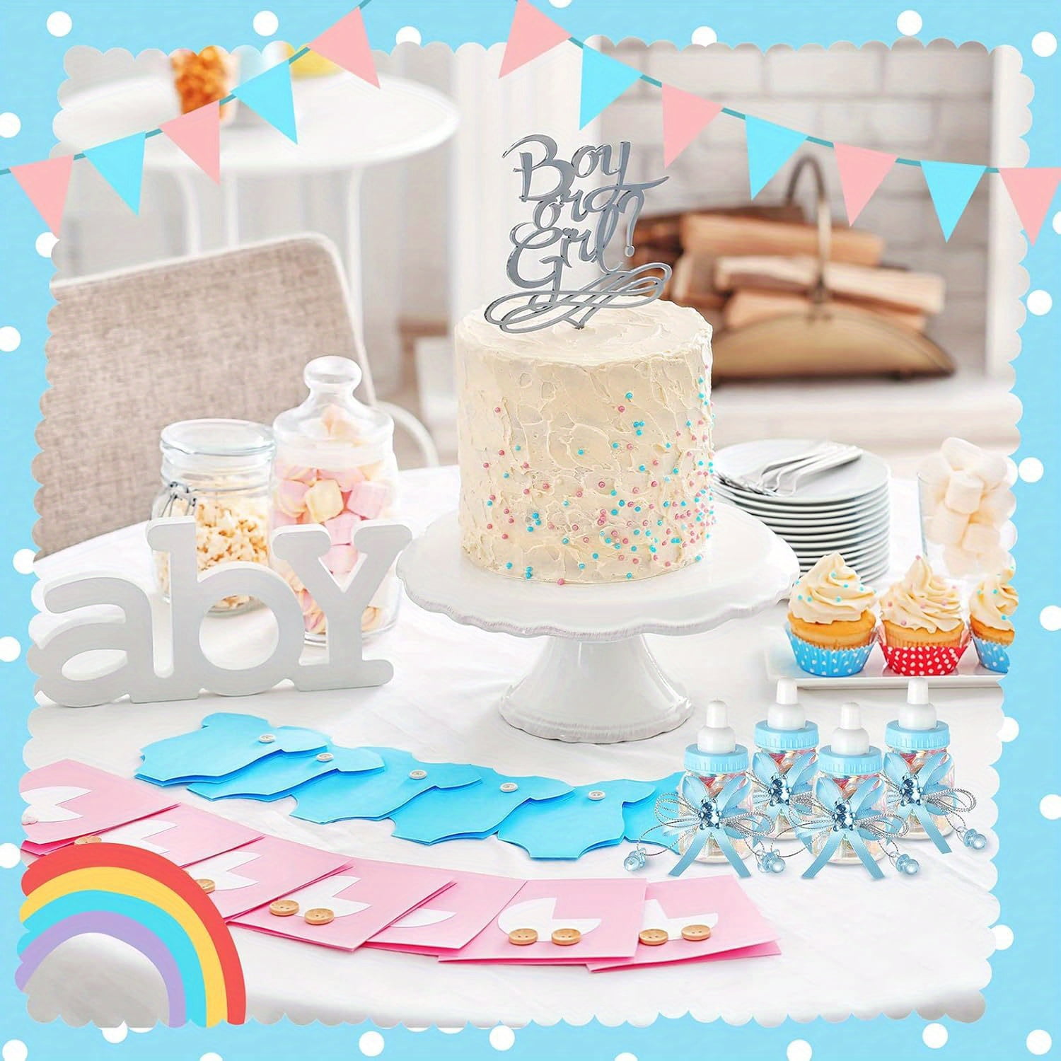 48Pcs Plastic Baby Bottles, Baby Shower Favors, Clear Mini Milk Bottles With Pink And Blue Ribbon And Cap, 3.54×1.57Inch, For Baby Shower Party Favors, Wedding Guest Gifts, Birthday Decorations