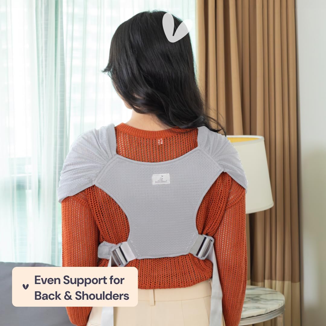 BabbleRoo Baby Wrap Carrier, Adjustable Baby Carriers for Newborn to Toddler,8-34 lbs, 3-24 months, Gray