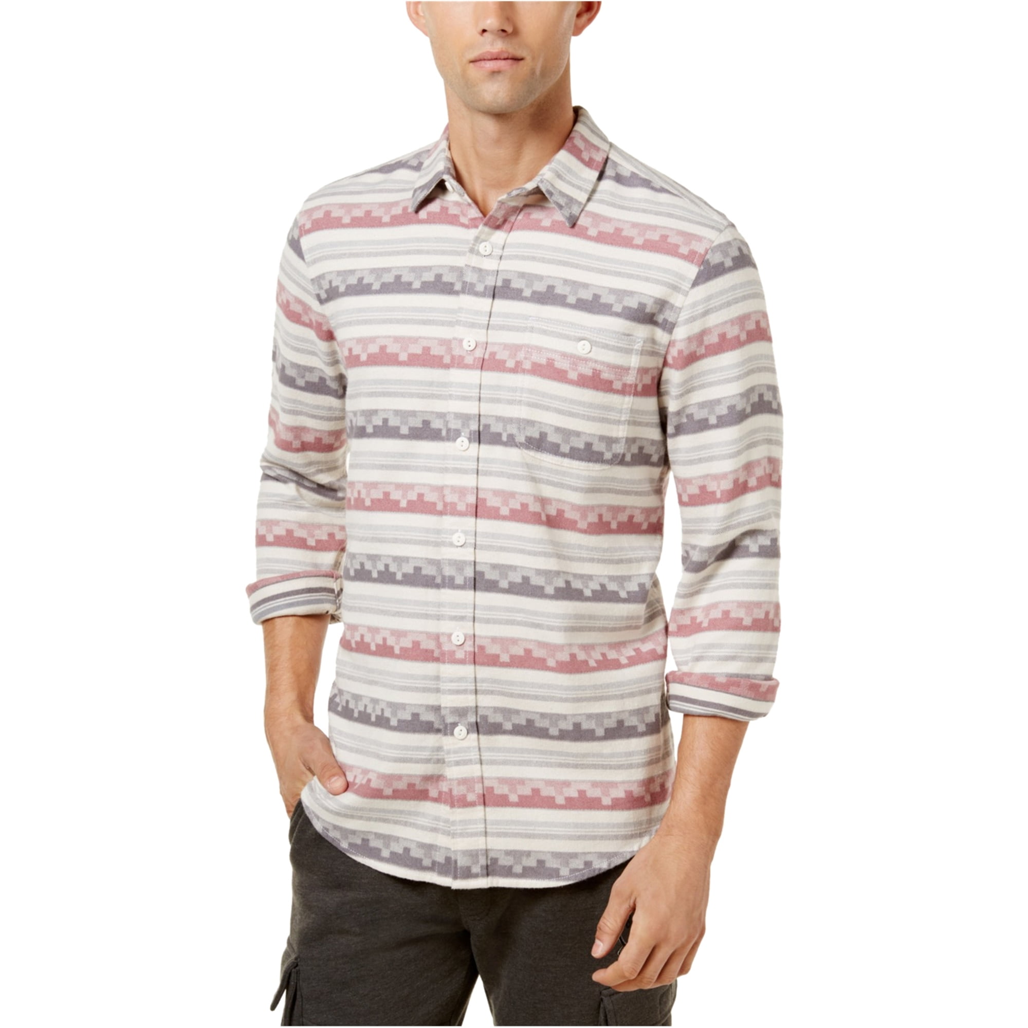 American Rag Mens Geometric Striped Button Up Shirt - Walmart.com