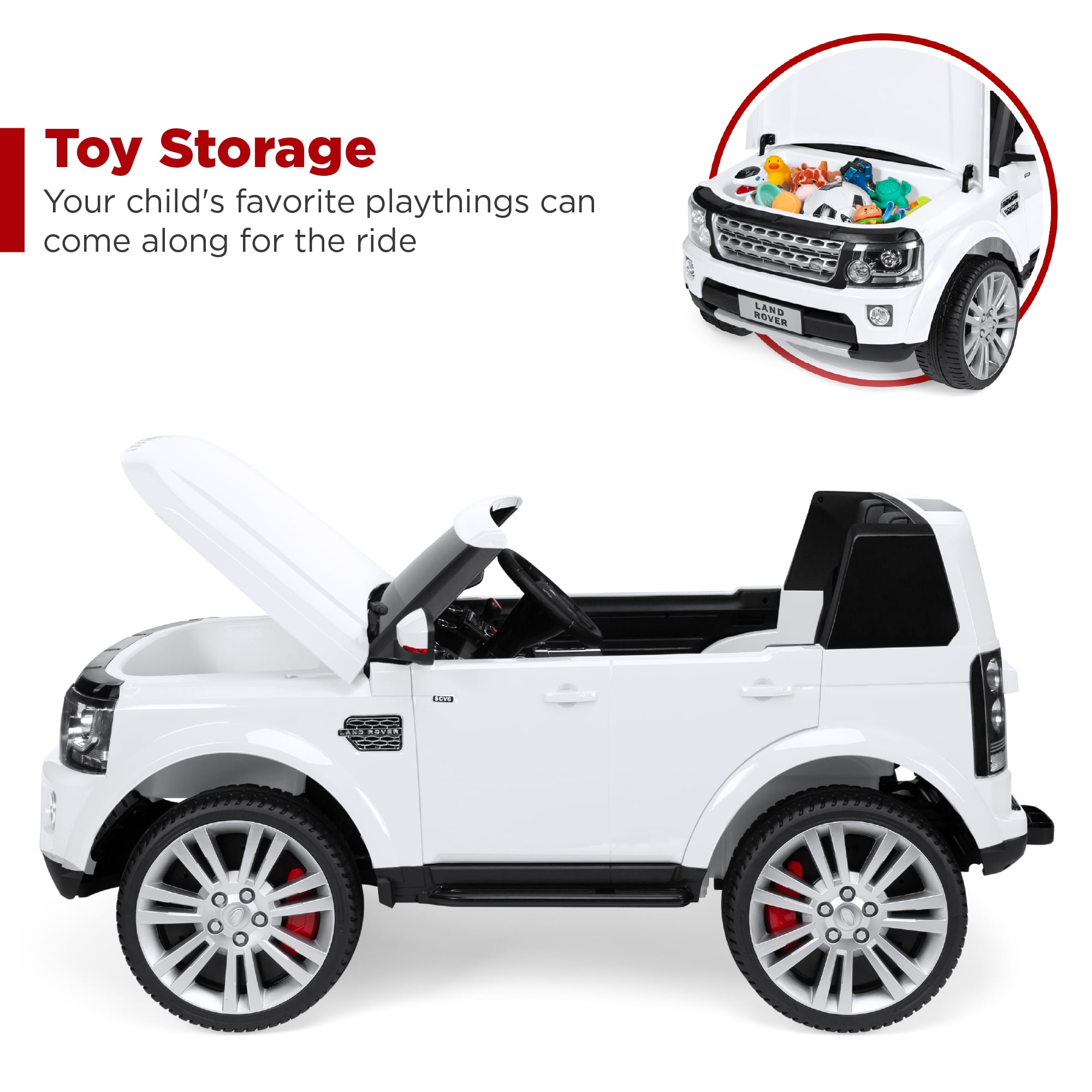 Best Choice Products 12V 3.7 MPH 2-Seater Licensed Land Rover Ride On Car Toy w/ Parent Remote Control - White - 2