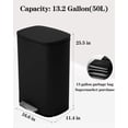 thumbnail image 2 of XF XINFENG 13 Gallon Step Trash Can with Lid, 50 Liter Stainless Steel Pedal Garbage Bin with Removable Inner Bucket for Kitchen Office Bedroom, Black, 2 of 8