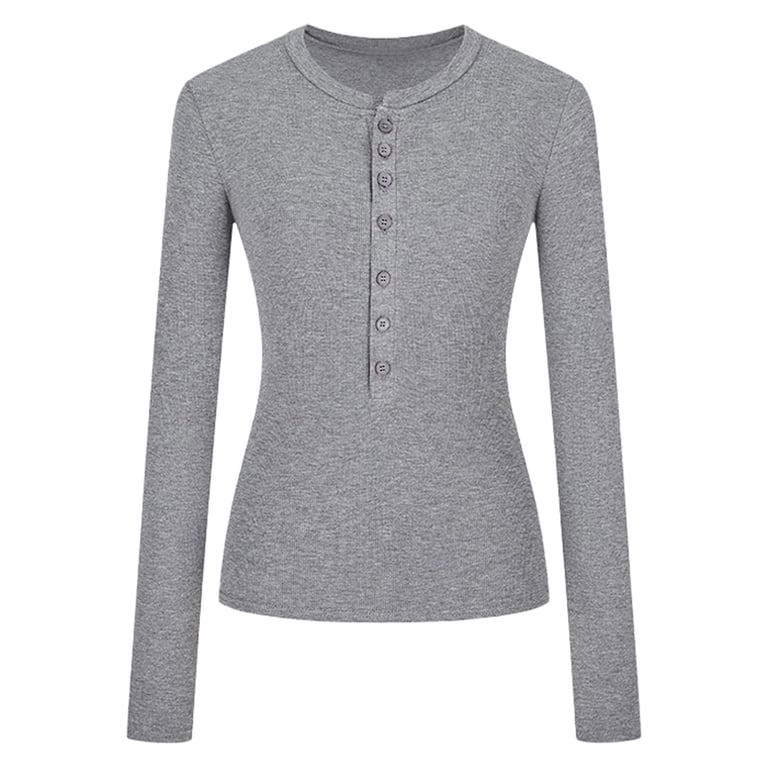 Zylarhe Womens T Shirts Women's Slim Fit Long Sleeve Knit T-Shirt