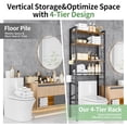 thumbnail image 5 of Over-The-Toilet Storage Rack 4-Tier,Bathroom Organizer Shelf Over Toilet,Adjustable Wooden Shelves and Basket,Freestanding Above Toilet Shelf,Space Saver for Rooms(Black Rack-Rustic Brown Shelves), 5 of 9