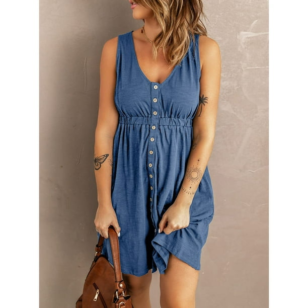 Vestido corto sin mangas con escote en V, vestido corto para mujer, vestido con escote en V para mujer, vestido sin mangas con escote en V, salida de alta intensidad
