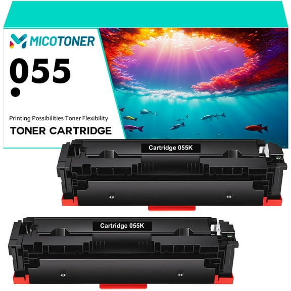 2-Pack Compatible Toner Cartridge with Chip for Canon 055 i-SENSYS MF745CDW MF741CDW MF743CDW LBP663CDW LBP664CX Printer Ink (Black)