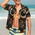 thumbnail image 7 of Disketp Quirky Owl With Glasses Hawaiian Shirts for Men,Mens Casual Short Sleeve Button Down Shirts Beach Shirt,Small, 7 of 7