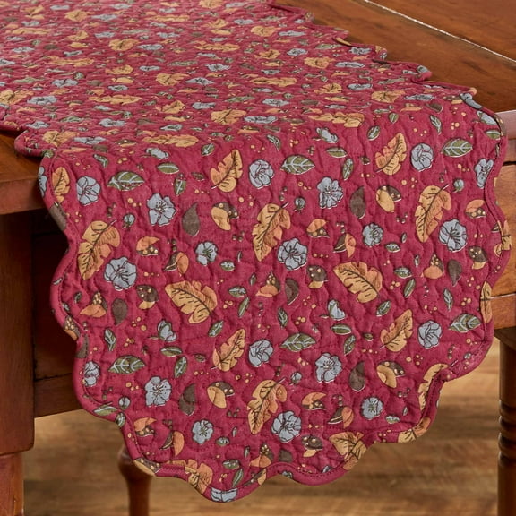 Park Designs Coriander Leafy Floral Red Table Runner 13" x 54"