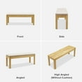 thumbnail image 6 of Mopio Logan Upholstered Beige 55" Dining Bench, Modern Farmhouse Solid Wood with light wire brush for Dining Room and Kitchen, 6 of 10
