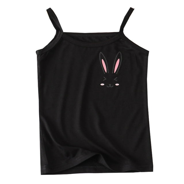 Débardeur Imprimé Mignon pour Filles, Respirant, Noir, 8 Ans-9 Ans