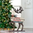 Holiday Time Christmas Wooden Reindeer Tabletop Decor, Happy Holidays