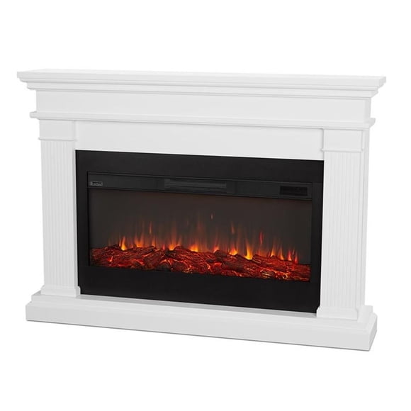 Real Flame Canada Beau Contemporary Solid Wood Electric Fireplace in White