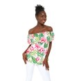 thumbnail image 5 of Women's Hawaiian Off-Shoulder Ruffle Muumuu Top in Lotus and Orchid XL, 5 of 5