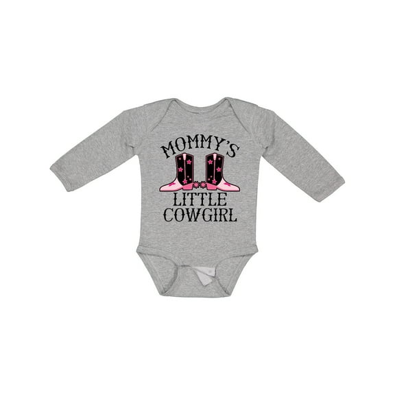 Inktastic Mommy Little Cowgirl Baby Clothes Girls Long Sleeve Baby Bodysuit