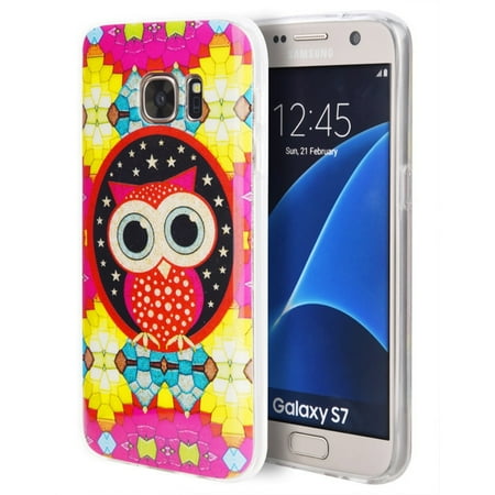 Samsung Galaxy 4 Mini Case Owl Samsung Galaxy S7 Case, by Insten Owl TPU IMD Rubber Skin Gel Back Shell Case For Samsung Galaxy S7 - Orange/Yellow ()