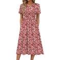 thumbnail image 3 of Fantaslook Summer Short Sleeve Midi Dresses for Women Casual Floral T Shirt Dresses Flowy Beach Sundress with Pockets, 3 of 9