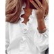 thumbnail image 3 of Blusa Manga Larga Cuello En V Falbala Puño Elástico Color Puro Tops De Moda Para Mujer Blanco L, 3 of 6