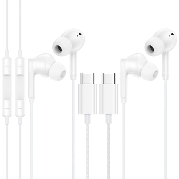 HOOTEK 2 Pack USB C Headphone, USB C Plug in Headphonesfits for Samsung Android,Wired Earbuds in-Ear Type C Earphone with Microphone Volume Control Bass Stereo Noise Canceling fits for iPhone17/16/15