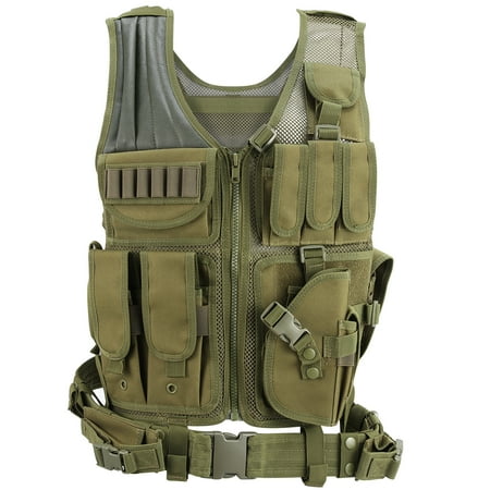 Military Tactical Vest - Barbarians Tactical MOLLE Vest Lightweight Military Assault Bug Out Vest Black/Green
