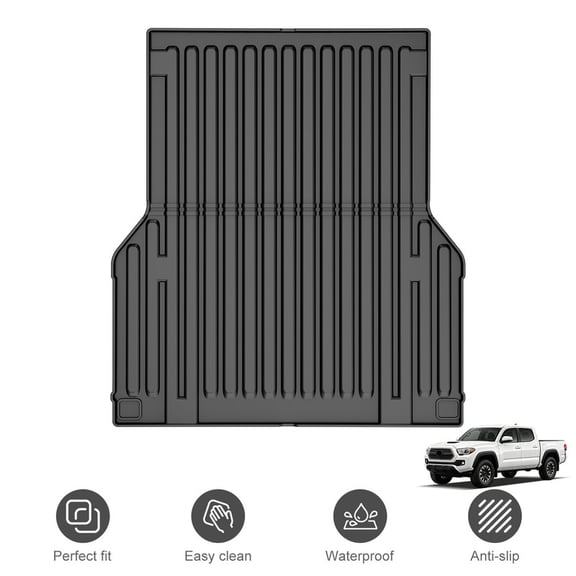Custom Fit TPE Truck Bed Mat for 2005‑2023 Toyota Tacoma, 5 FT Bed, All‑Weather Black Cargo Liner, Toyota Tacoma Pickup Accessories