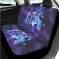 thumbnail image 3 of Uorisanigo Purple Wolf 14 Pieces Automobile Seat Cover Sets Steering Wheel Cover Car Headrest Cover Center Console Cover Cars Seat Belt Pad Cover and Water Cup Pad Comfortable Fit Car,Suv, 3 of 6