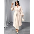 thumbnail image 5 of Wedding Guests Dresses Women Formal Maxi Dress Plus Size Twist Front V-Neck Wrap Dress Evening Party Color XXXL, 5 of 8
