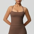 thumbnail image 2 of JGGSPWM Womens Double Lined Adjustable Spaghetti Strap Sleeveless Yoga Fitness Active Tops Brown S, 2 of 7