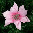 thumbnail image 4 of Paquete de 50 adornos navideños con purpurina y flores de Pascua de 5 pulgadas, flores artificiales de seda, decoración de coronas, 4 of 5