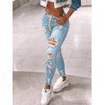 thumbnail image 2 of aPAY Jeans for Women Long Denim Hole  Pants Y2K Vintage  Street Style Elastic Waist Regular Size, 2 of 6