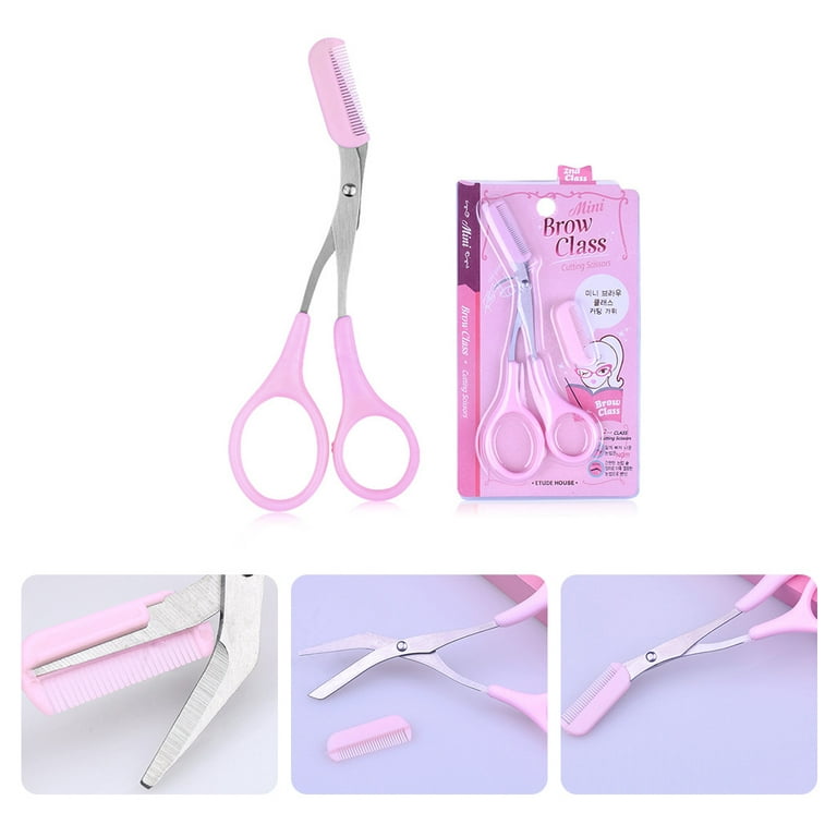Jnaneei Stainless Steel Eyebrow Scissors with Comb Curved Trimmer Grooming Beauty Tools