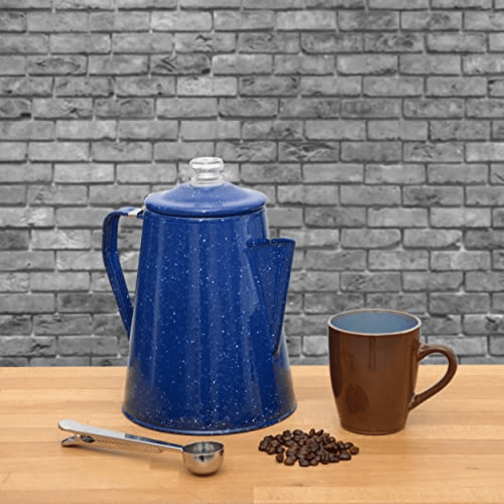 Grip Blue Enamel Coffee Percolator For Camping 