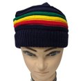 thumbnail image 2 of Navy Rasta Reggae Style Winter Ski Crochet Beret Baggy Oversize Slouchy Beanie Hat, 2 of 3