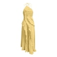 thumbnail image 5 of Women's Elegant Midi Pleated Dress Halter Neck Sleeveless Ruffle Layered Detail Irregular Hem Flowy Chiffon Feel Cocktail Wedding Guest Evening Party Formal Dress, 5 of 7