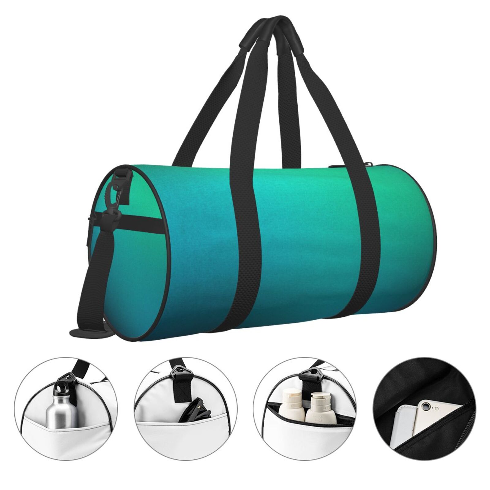 Defioc Green Turquoise Teal for Travel Duffle Bag,Weekender Bag Carry On Tote Bags Hospital Bag Large Capacity Sport Gym Bag for Men Women Fit for Trave, Gym,Weekend