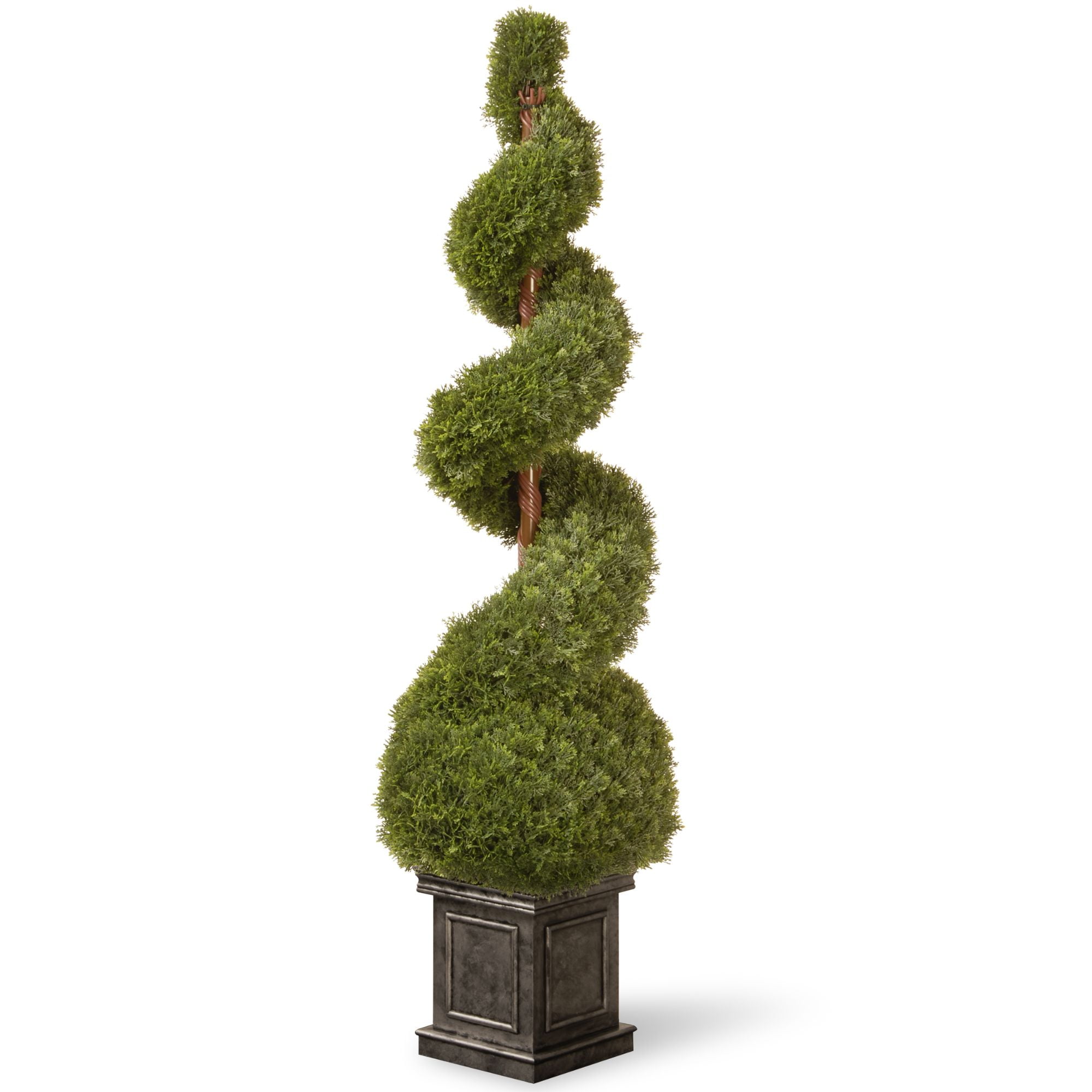 48" Green Artificial Cedar Spiral Topiary Unlit