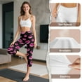 thumbnail image 7 of SCRAWLGOD Lip Pink Black Women's Capri Yoga Pants Slim Casual High Waisted Capri Leggings with Pockets Breathable Non See Through Tummy Control Yoga Lounge Pants, XS, 7 of 7