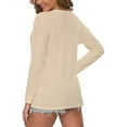 thumbnail image 3 of Coloody Tunique en Tricot Gaufré pour Femmes Manches Longues Amples Boutonnée Col en V Henley, 3 of 4