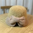 thumbnail image 3 of CoCopeaunts Fashion Bowknot Women's Bucket Hat Autumn Winter Fuzzy Warm Hat Solid Color Wide Brim Ponytail Basin Hat for Girl, 3 of 8