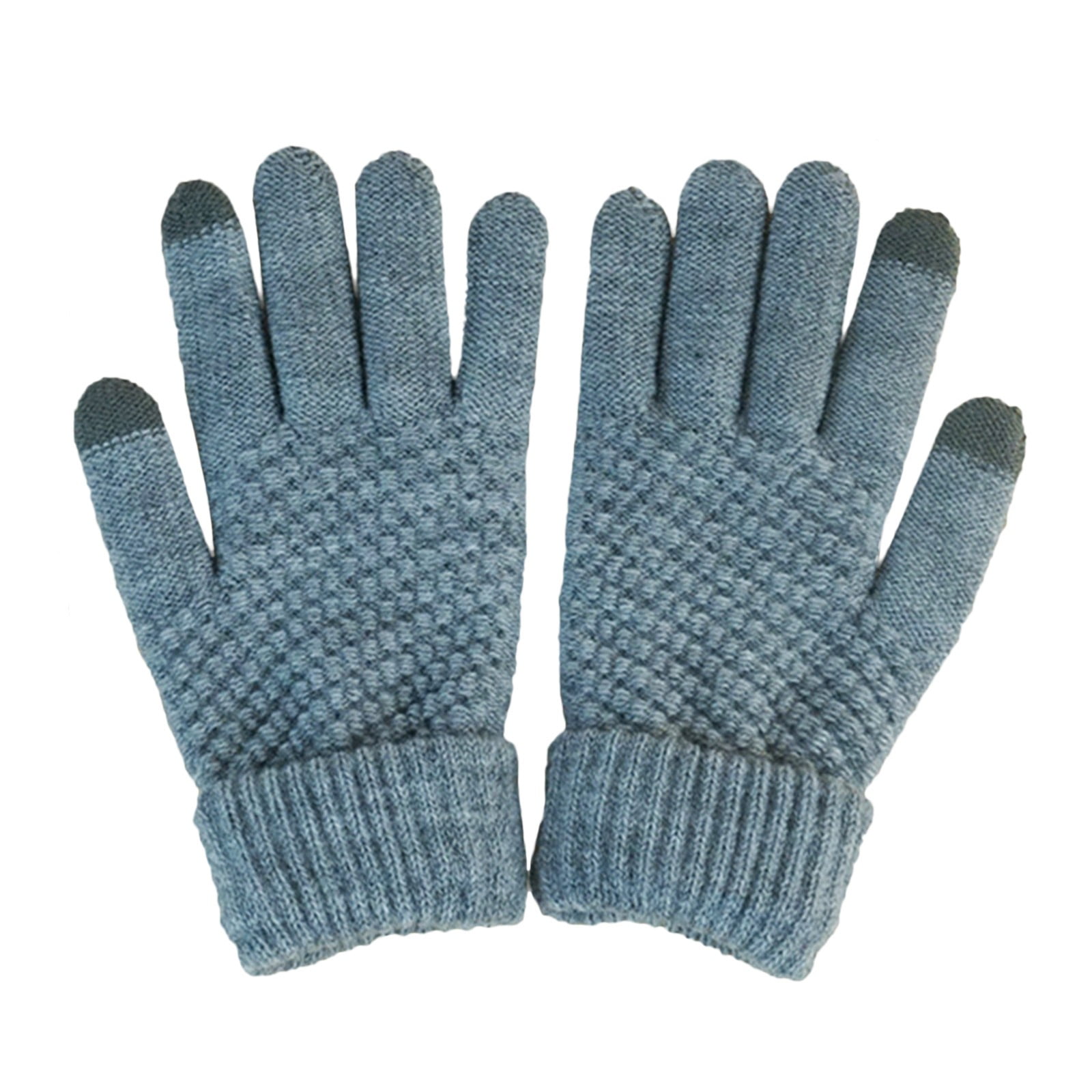 Winter Women Men Thickened Gloves Knitted Pure Color Warm Five Fingers Gloves 