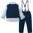 thumbnail image 5 of WESIDOM Toddler Boy Clothes Suit Formal Dress Shirt+Bowtie+Vest+Boutonniere+Suspender Pants Boys Gentleman Outfits Set, 5 of 12