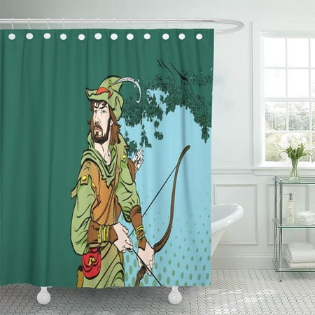 ATABIE Robin Hood Standing Bow and Arrows in Ambush Defender Shower Curtain 60x72 inch
