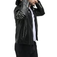 thumbnail image 4 of X RAY Jeans Mens Grainy PU Moto Jacket with Hood and Faux Shearling Lining, Black/White, S, 4 of 9