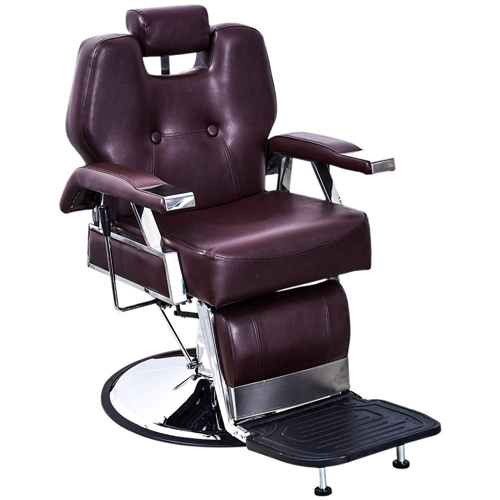 BarberPub All Purpose Hydraulic Recline Barber Chair Brown Walmart