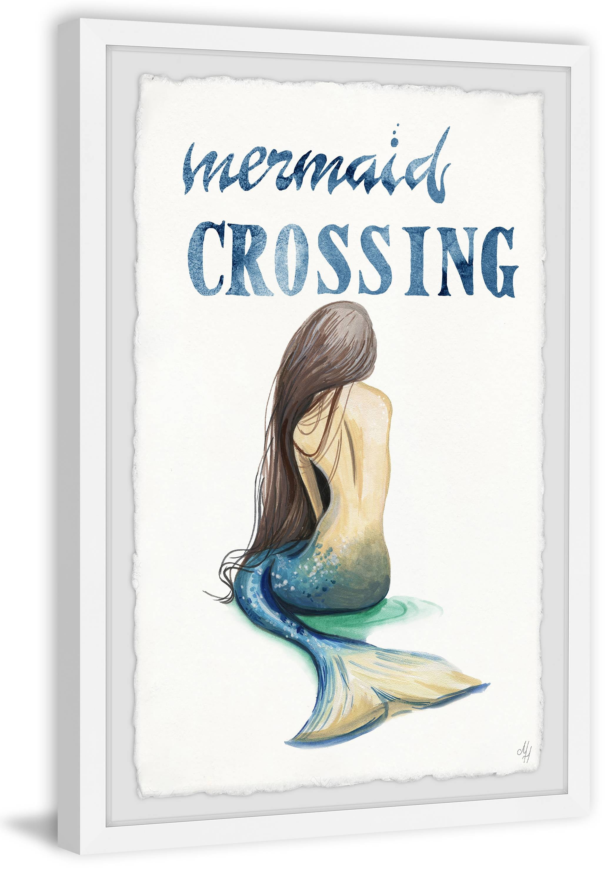 Marmont Hill Mermaid Crossing Back Framed Wall Art, 16.00" x 1.50"