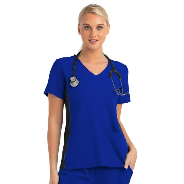 Meavn Matrix Impulse Women's Knitted Panel Mock Wrap Scrub Top (Free Shipping)
