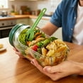 thumbnail image 2 of ABCISI Salad Pod Mason Jar Side Open, 1000 ML Reusable Leakproof Salads Jar, Portable Salad Lunch Container for Alternating Use, Snack Box with Lid Suitable for Office, Picnic, Gym, Travel, 2 of 10