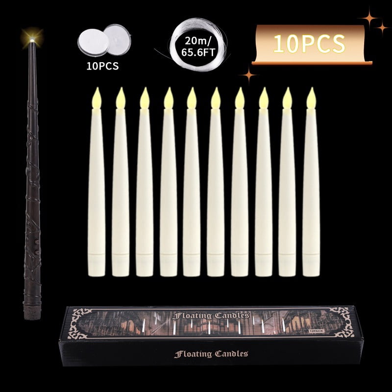 10Pcs Floating Candles With Magic Wand Flickering Flameless Christmas Led Candle Light LED Floating Candles with Wand Remote, Flickering Warm Light,Perfect for Indoor Party Decor